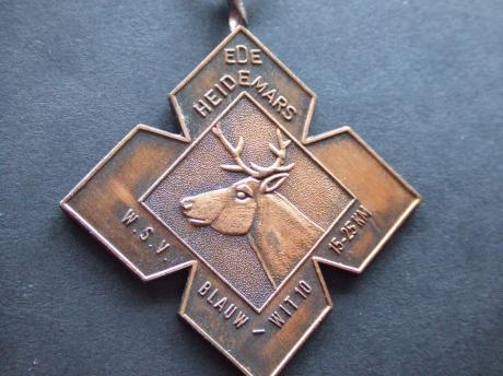 Ede op de Veluwe Gelderse Vallei Heide mars wandelsportvereniging Blauw-Wit  afbeelding hert met gewei